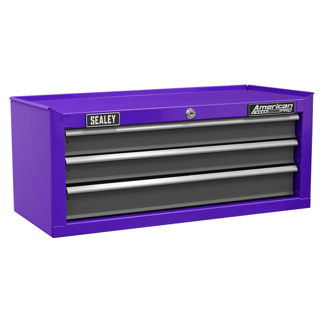 Sealey AP22309BBCP American PRO® Mid-Box Tool Chest 3 Drawer - Purple/Grey - AP22309BBCP - Sealey Tools UK - Trade Counter Direct