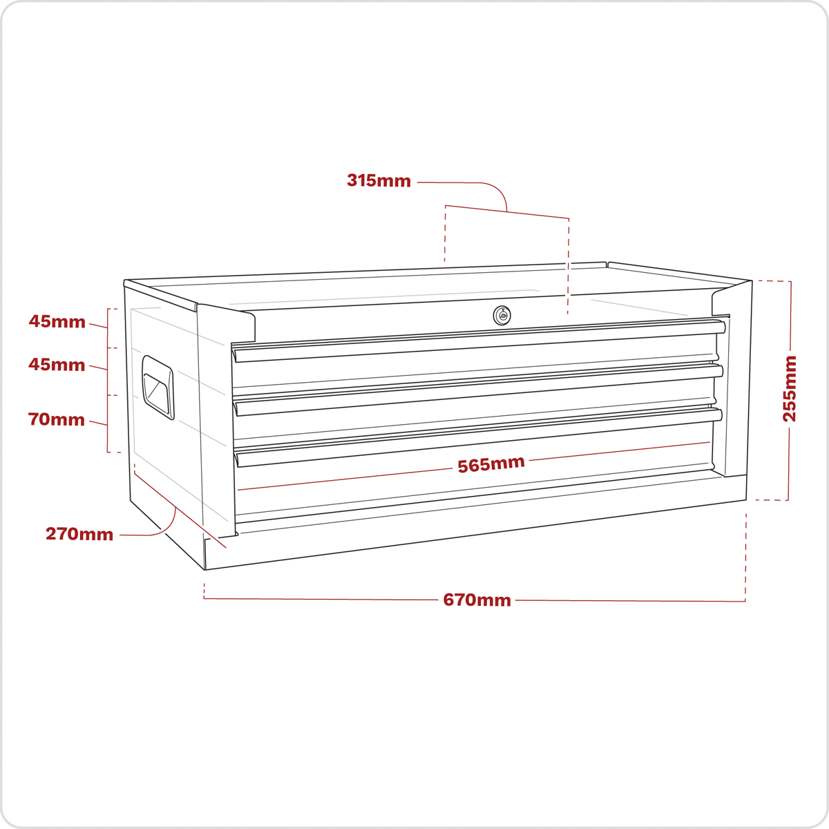 Sealey AP223B American PRO® Mid-Box Tool Chest 3 Drawer - Black - AP223B - Sealey Tools UK - Trade Counter Direct