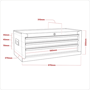 Sealey AP223B American PRO® Mid-Box Tool Chest 3 Drawer - Black - AP223B - Sealey Tools UK - Trade Counter Direct