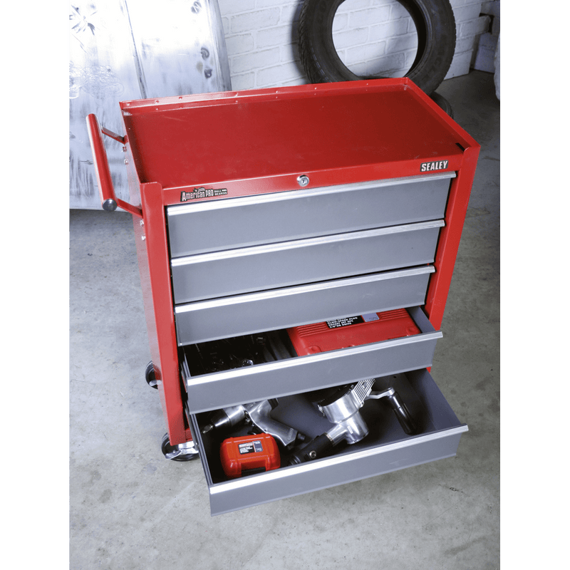 Sealey AP22505BB American PRO® Rollcab 5 Drawer - Red/Grey - AP22505BB - Sealey Tools UK - Trade Counter Direct