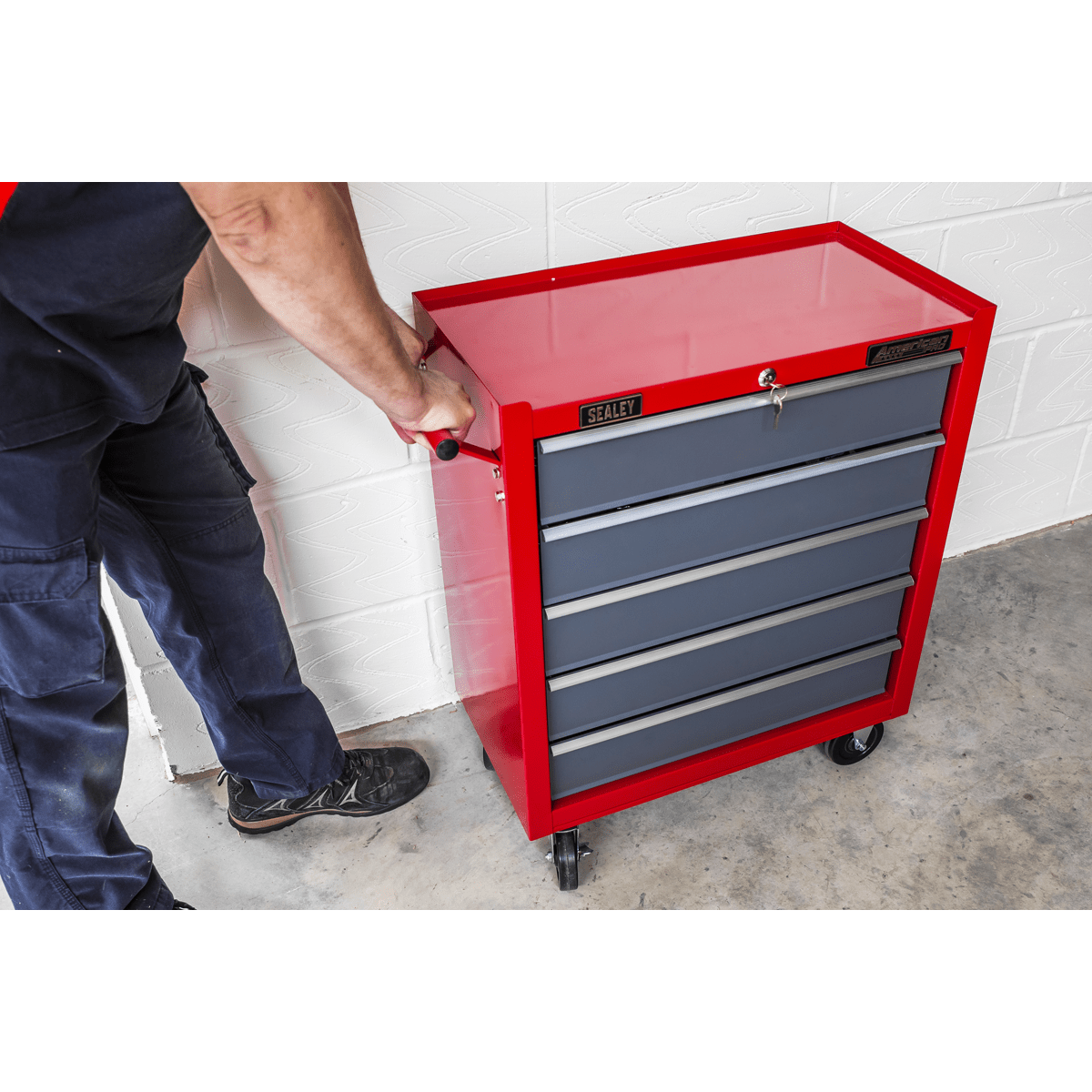 Sealey AP22505BB American PRO® Rollcab 5 Drawer - Red/Grey - AP22505BB - Sealey Tools UK - Trade Counter Direct