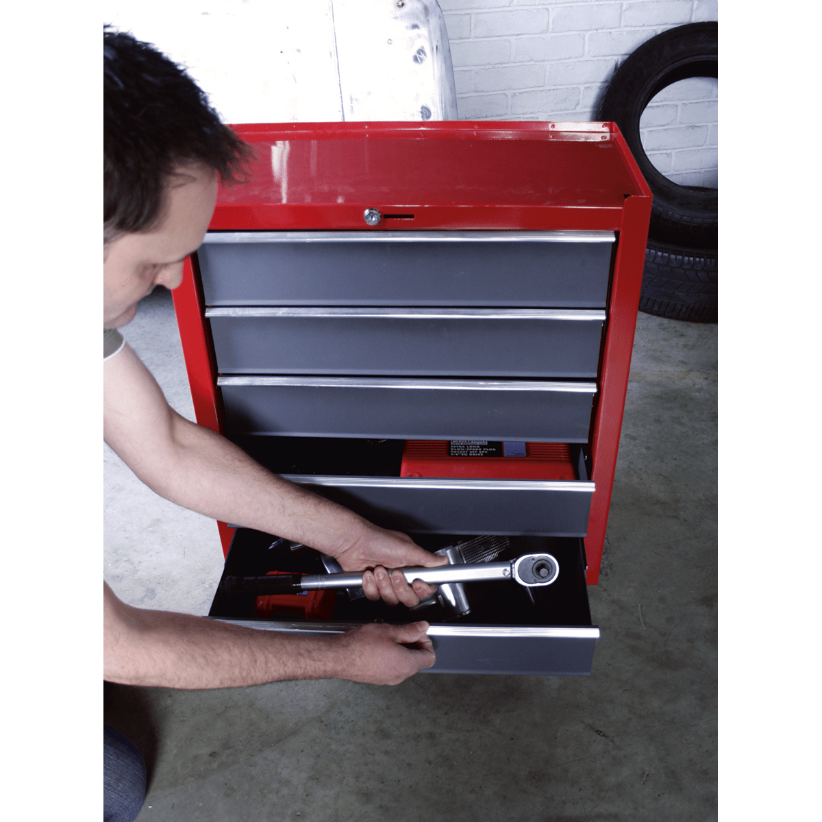 Sealey AP22505BB American PRO® Rollcab 5 Drawer - Red/Grey - AP22505BB - Sealey Tools UK - Trade Counter Direct