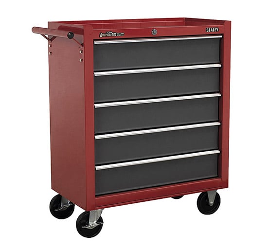 Sealey AP22505BB Rollcab 5 Drawer with Ball Bearing Runners - Red/Grey - Tool Chests - SLY-15745 - Sealey Tools UK - Trade Counter Direct