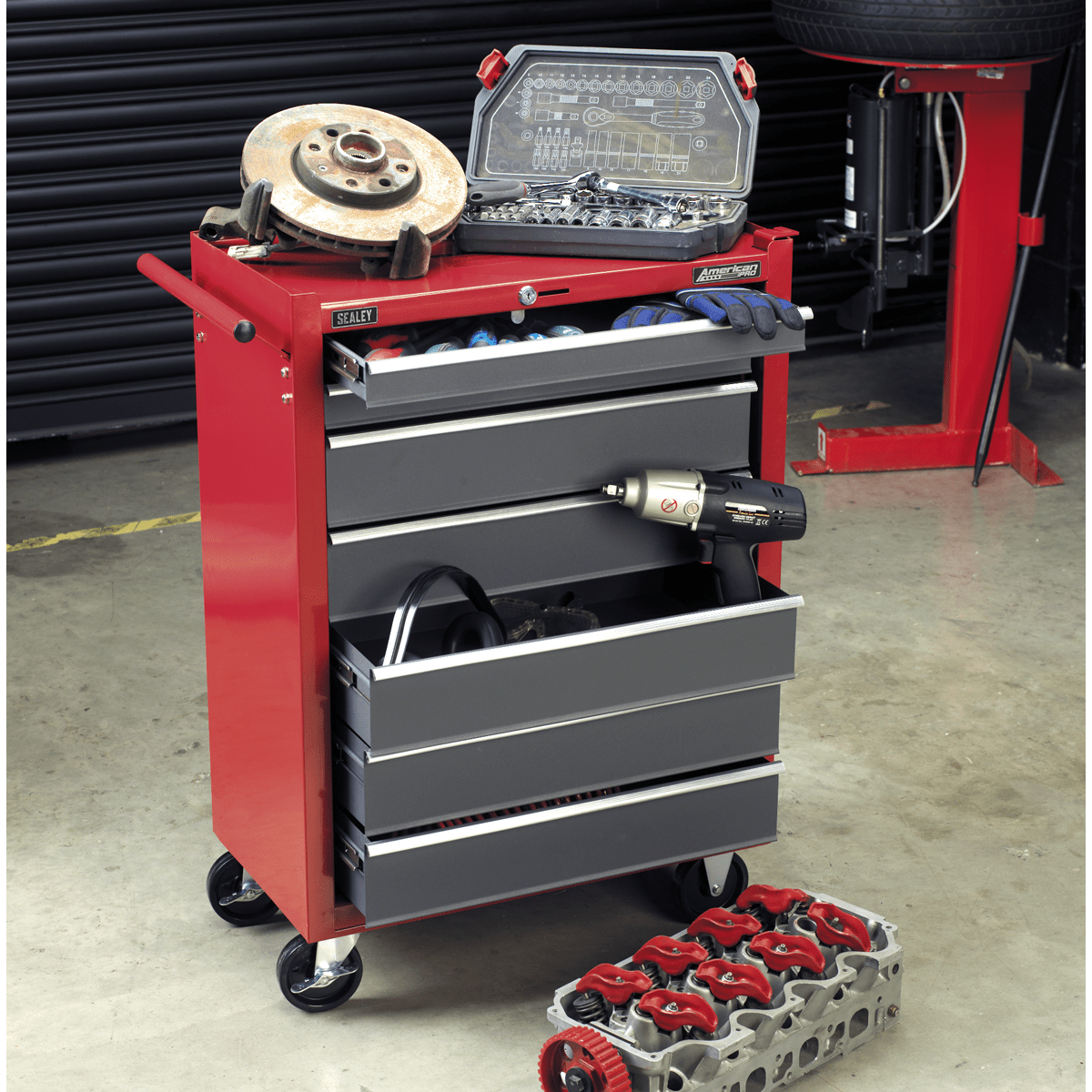 Sealey AP22507BB American PRO® Rollcab 7 Drawer - Red/Grey - AP22507BB - Sealey Tools UK - Trade Counter Direct
