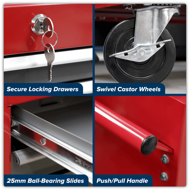 Sealey AP22507BB American PRO® Rollcab 7 Drawer - Red/Grey - AP22507BB - Sealey Tools UK - Trade Counter Direct