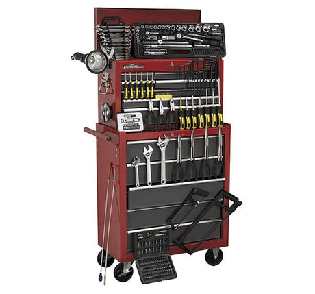 Sealey AP2250BBCOMBO Topchest & Rollcab Combination 14 Drawer with Ball Bearing Runners - Red/Grey & 239pc Tool Kit - Combo Kits - SLY-16197 - Sealey Tools UK - Trade Counter Direct