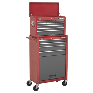 Sealey AP22513BB American PRO® Topchest & Rollcab Combination 13 Drawer - Red/Grey - AP22513BB - Sealey Tools UK - Trade Counter Direct