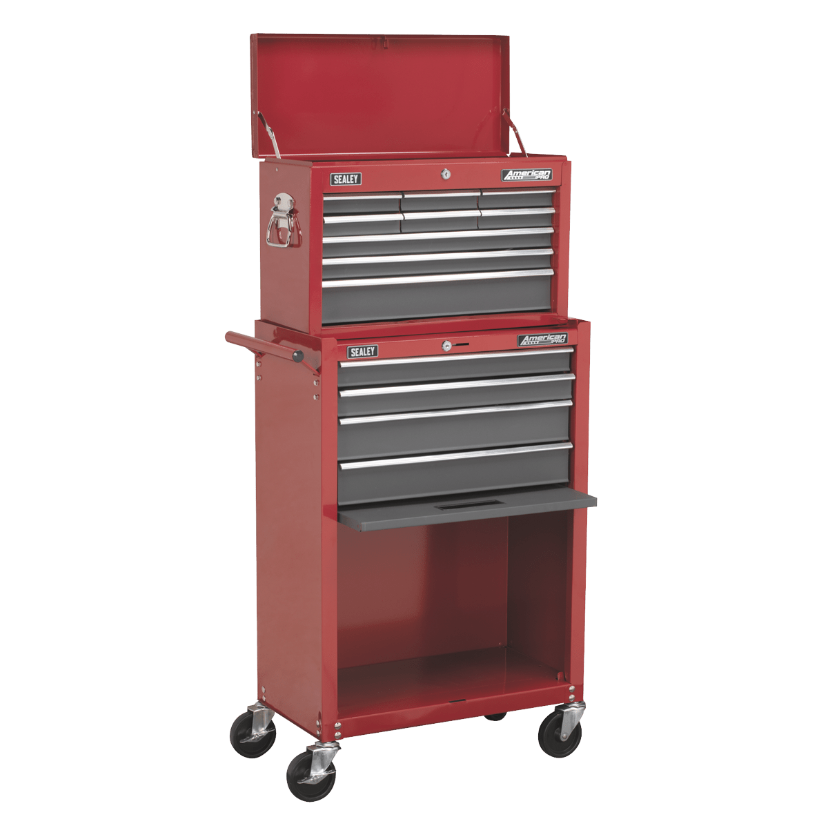 Sealey AP22513BB American PRO® Topchest & Rollcab Combination 13 Drawer - Red/Grey - AP22513BB - Sealey Tools UK - Trade Counter Direct
