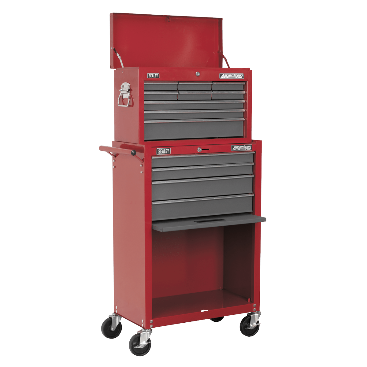 Sealey AP22513BB American PRO® Topchest & Rollcab Combination 13 Drawer - Red/Grey - AP22513BB - Sealey Tools UK - Trade Counter Direct
