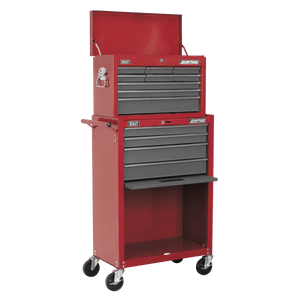 Sealey AP22513BB American PRO® Topchest & Rollcab Combination 13 Drawer - Red/Grey - AP22513BB - Sealey Tools UK - Trade Counter Direct