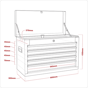 Sealey AP225B American PRO® Topchest 5 Drawer - Black - AP225B - Sealey Tools UK - Trade Counter Direct