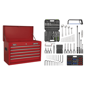 Sealey AP225COMBO American PRO® Topchest 5 Drawer with 272pc Tool Kit - Red - AP225COMBO - Sealey Tools UK - Trade Counter Direct