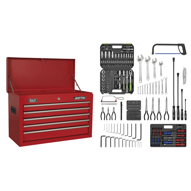 Sealey AP225COMBO American PRO® Topchest 5 Drawer with 272pc Tool Kit - Red - AP225COMBO - Sealey Tools UK - Trade Counter Direct