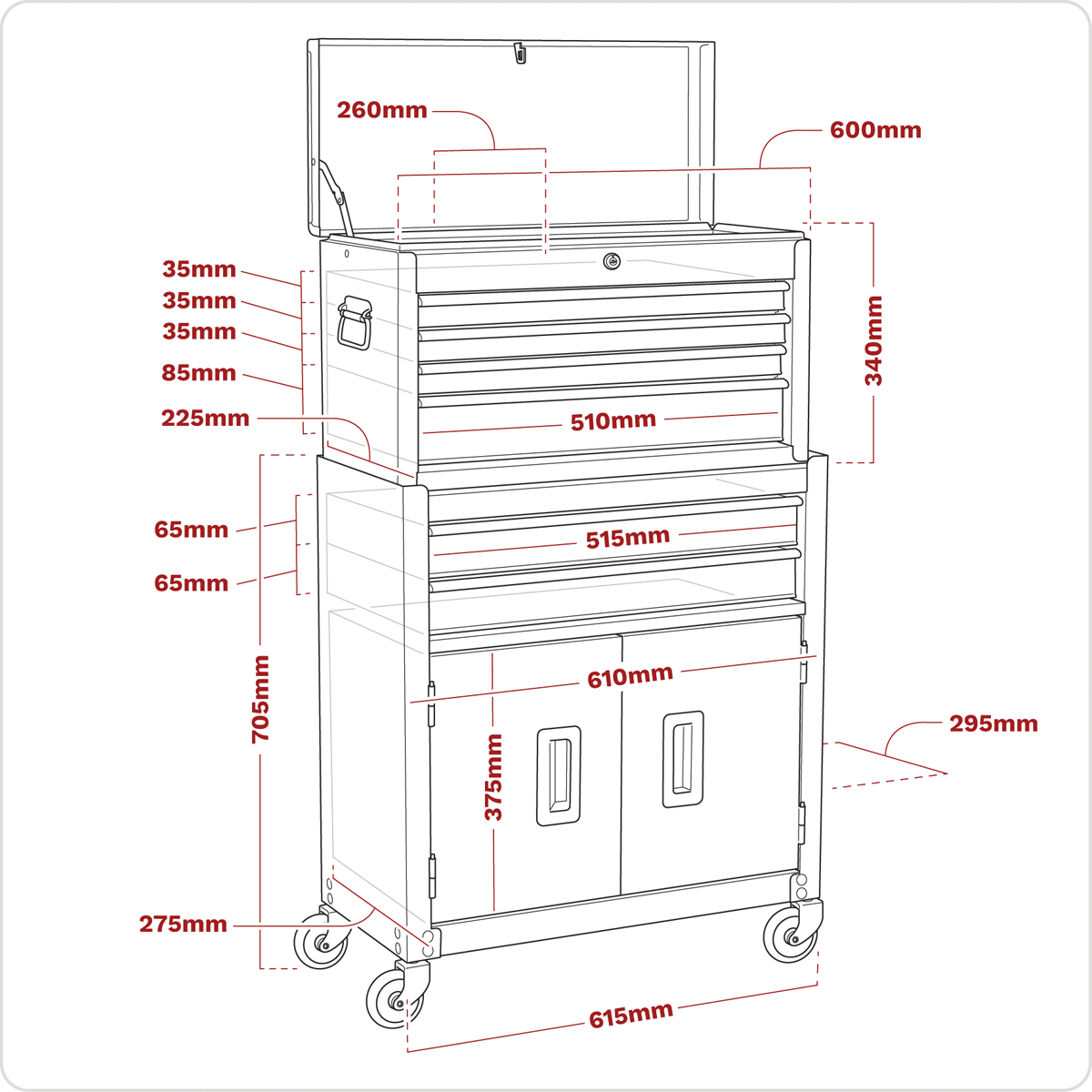 Sealey AP22B American PRO® Topchest & Rollcab Combination 6 Drawer - Blue - AP22B - Sealey Tools UK - Trade Counter Direct
