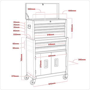 Sealey AP22B American PRO® Topchest & Rollcab Combination 6 Drawer - Blue - AP22B - Sealey Tools UK - Trade Counter Direct