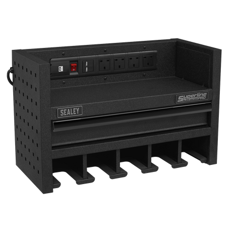 Sealey AP22SRBE Power Tool Storage Rack 560mm with Drawer & Power Strip - AP22SRBE - Sealey Tools UK - Trade Counter Direct