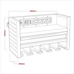Sealey AP22SRBE Power Tool Storage Rack 560mm with Drawer & Power Strip - AP22SRBE - Sealey Tools UK - Trade Counter Direct