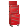 Sealey AP22STACK American PRO® Topchest, Mid-Box Tool Chest & Rollcab Stack 14 Drawer - Red - AP22STACK - Sealey Tools UK - Trade Counter Direct
