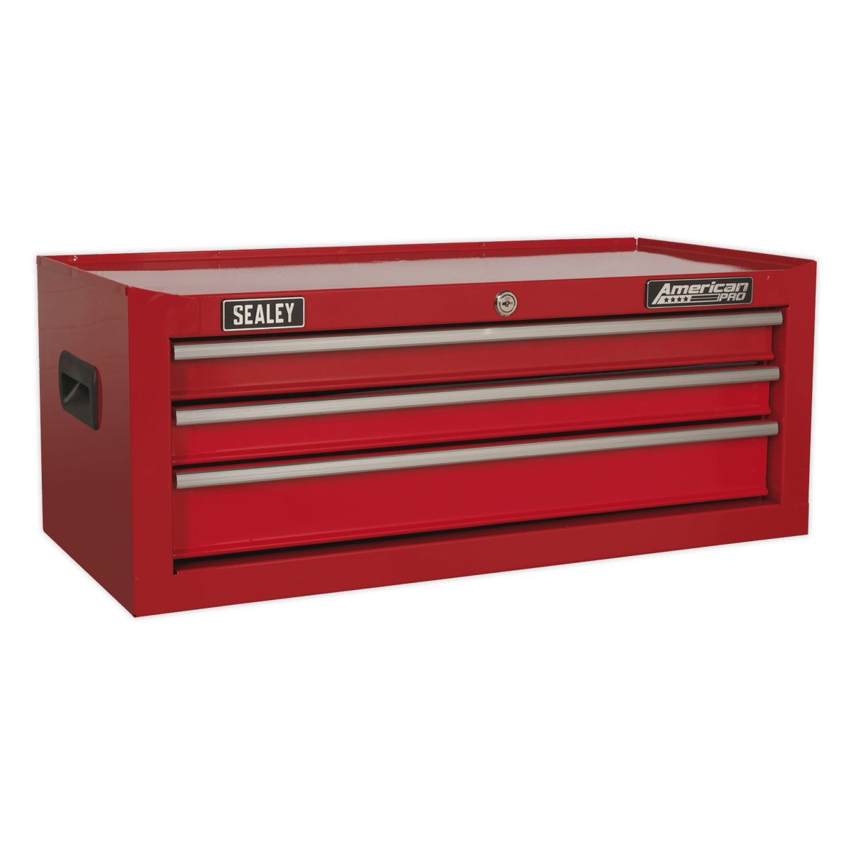 Sealey AP22STACK American PRO® Topchest, Mid-Box Tool Chest & Rollcab Stack 14 Drawer - Red - AP22STACK - Sealey Tools UK - Trade Counter Direct