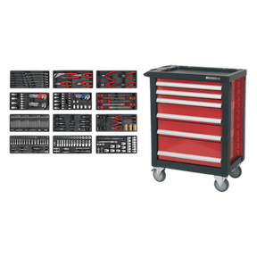 Sealey AP2406TBTC01 Premier™ Rollcab 6 Drawer with 298pc Tool Kit - AP2406TBTC01 - Sealey Tools UK - Trade Counter Direct
