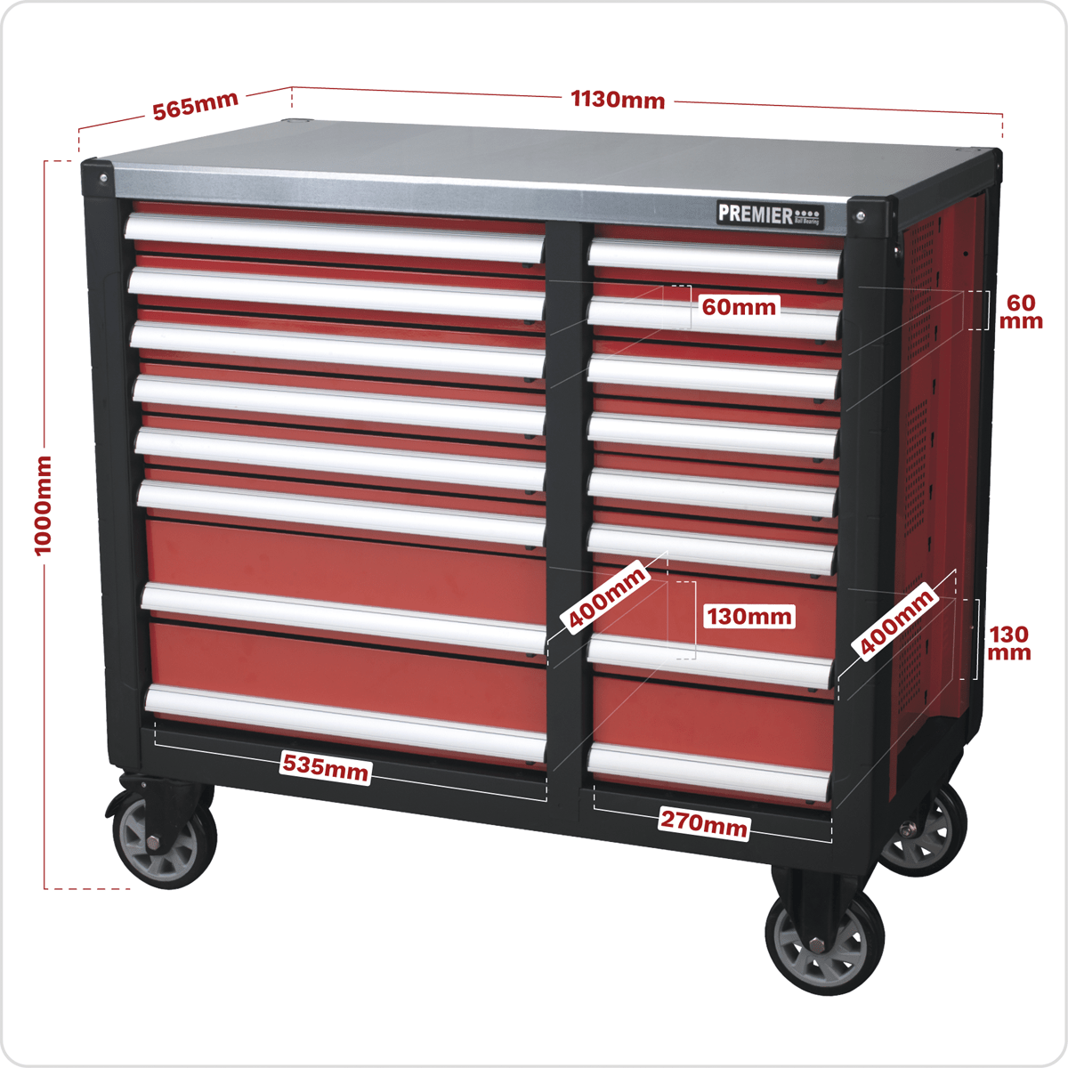Sealey AP24216 Premier™ Mobile Workstation 16 Drawer - AP24216 - Sealey Tools UK - Trade Counter Direct