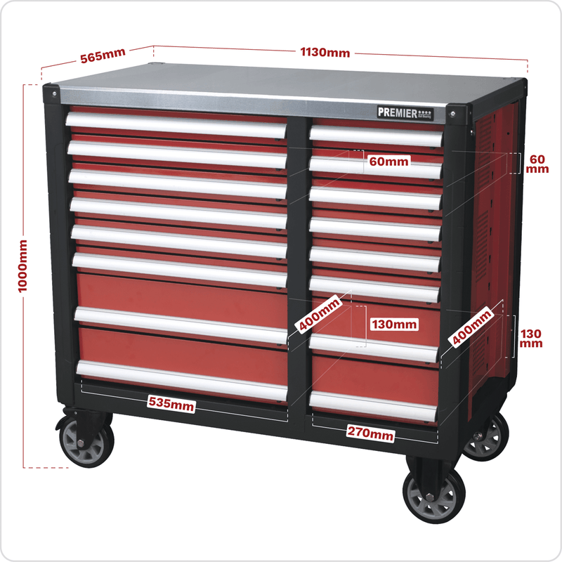 Sealey AP24216 Premier™ Mobile Workstation 16 Drawer - AP24216 - Sealey Tools UK - Trade Counter Direct