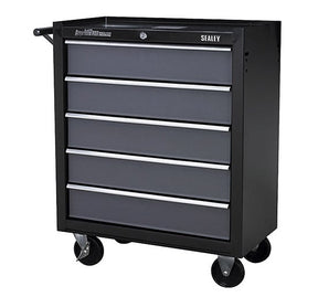 Sealey AP2505B Rollcab 5 Drawer with Ball Bearing Runners - Black/Grey - Tool Chests - SLY-13368 - Sealey Tools UK - Trade Counter Direct