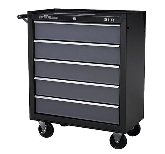 Sealey AP2505B Rollcab 5 Drawer with Ball Bearing Runners - Black/Grey - Tool Chests - SLY-13368 - Sealey Tools UK - Trade Counter Direct