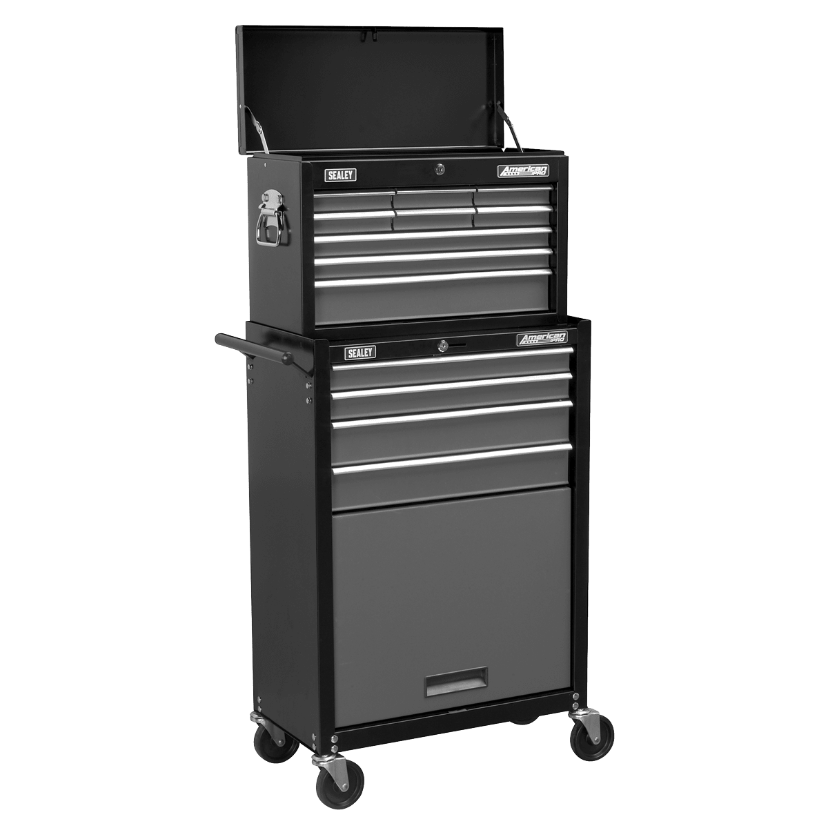 Sealey AP2513B American PRO® Topchest & Rollcab Combination 13 Drawer - Black/Grey - AP2513B - Sealey Tools UK - Trade Counter Direct