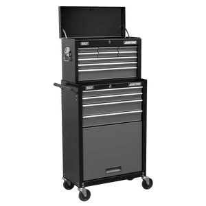 Sealey AP2513B American PRO® Topchest & Rollcab Combination 13 Drawer - Black/Grey - AP2513B - Sealey Tools UK - Trade Counter Direct