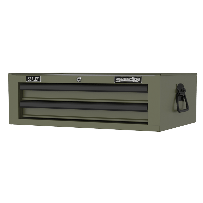 Sealey AP26029TK Superline PRO® Mid-Box Tool Chest 2 Drawer - Khaki - AP26029TK - Sealey Tools UK - Trade Counter Direct