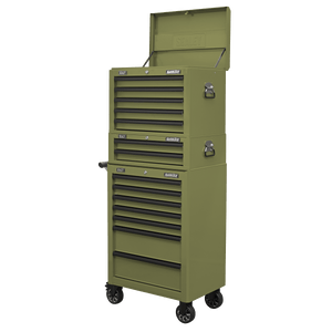 Sealey AP26029TK Superline PRO® Mid-Box Tool Chest 2 Drawer - Khaki - AP26029TK - Sealey Tools UK - Trade Counter Direct