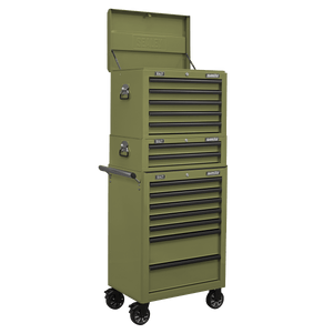 Sealey AP26029TK Superline PRO® Mid-Box Tool Chest 2 Drawer - Khaki - AP26029TK - Sealey Tools UK - Trade Counter Direct