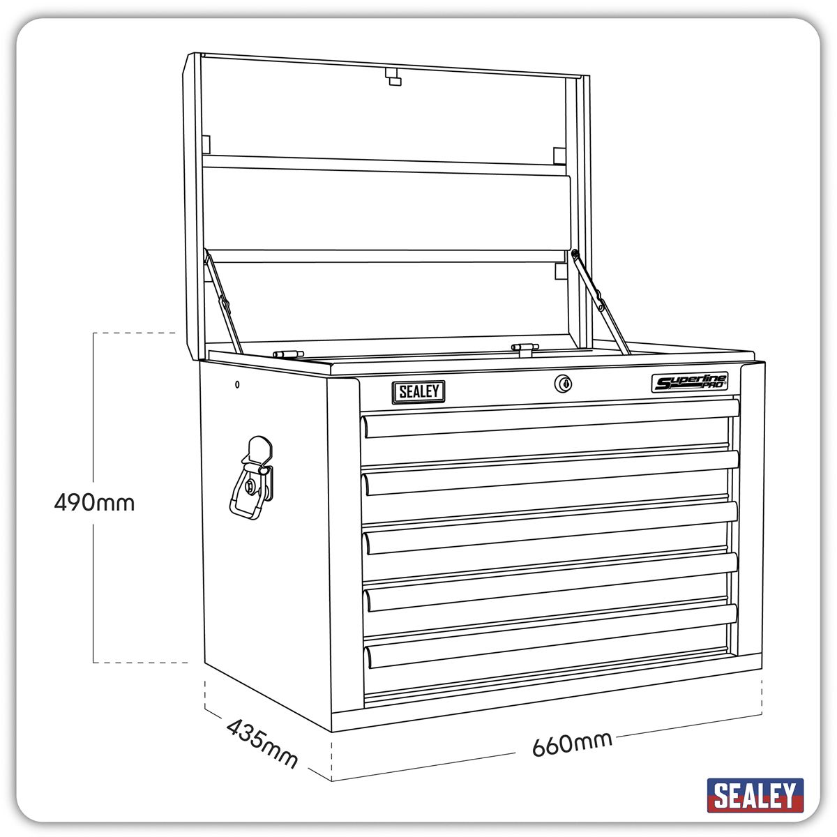 Sealey AP26059TB Superline PRO® Topchest 5 Drawer - Black - AP26059TB - Sealey Tools UK - Trade Counter Direct