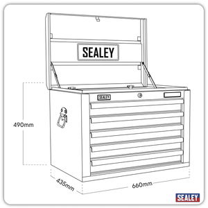 Sealey AP26059THV Superline PRO® Topchest 5 Drawer - Green/Black - AP26059THV - Sealey Tools UK - Trade Counter Direct