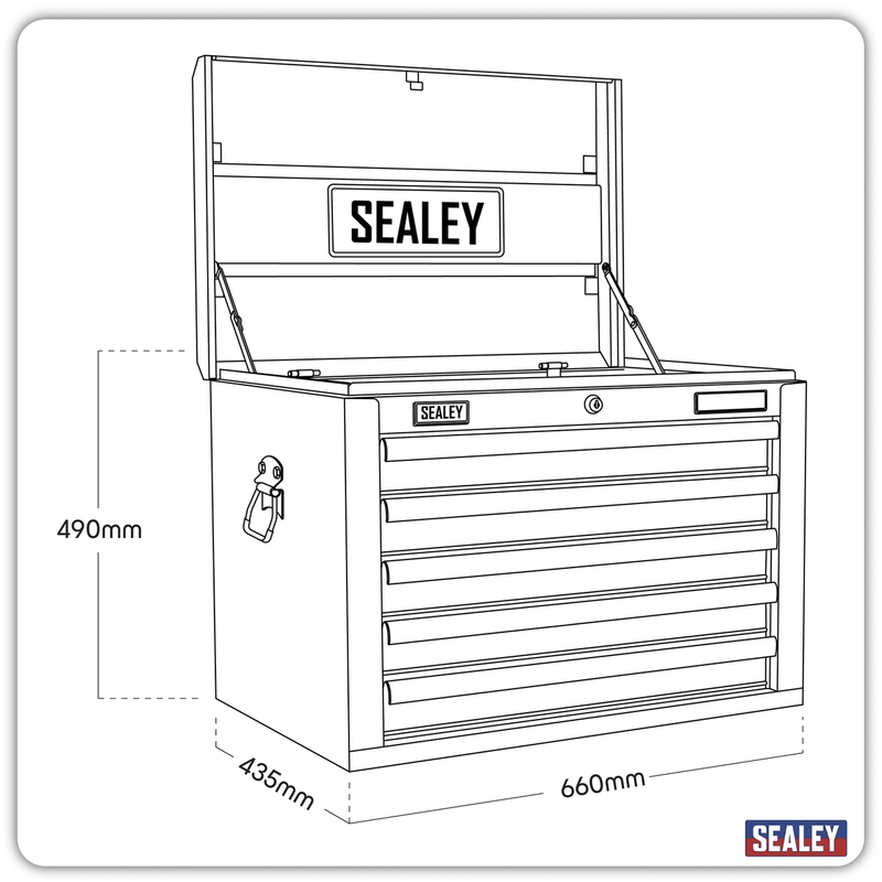 Sealey AP26059THV Superline PRO® Topchest 5 Drawer - Green/Black - AP26059THV - Sealey Tools UK - Trade Counter Direct