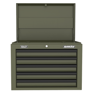 Sealey AP26059TK Superline PRO® Heavy-Duty Topchest 5 Drawer - Khaki - AP26059TK - Sealey Tools UK - Trade Counter Direct