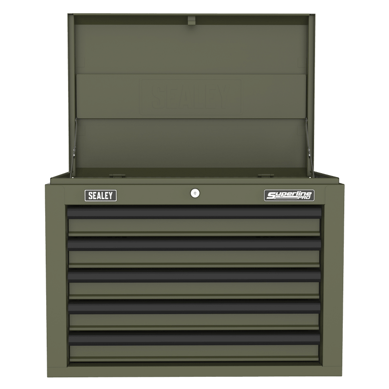 Sealey AP26059TK Superline PRO® Heavy-Duty Topchest 5 Drawer - Khaki - AP26059TK - Sealey Tools UK - Trade Counter Direct