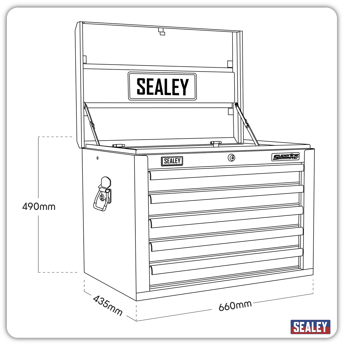 Sealey AP26059TK Superline PRO® Heavy-Duty Topchest 5 Drawer - Khaki - AP26059TK - Sealey Tools UK - Trade Counter Direct