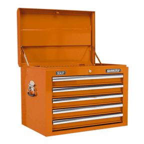 Sealey AP26059TO Topchest 5 Drawer with Ball Bearing Slides - Orange - AP26059TO - Sealey Tools UK - Trade Counter Direct