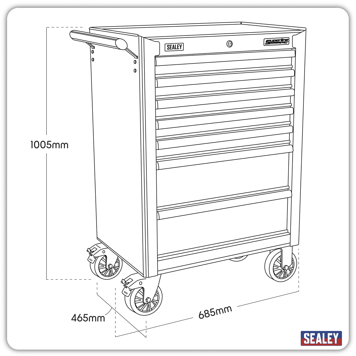 Sealey AP26479THV Superline PRO® Rollcab 7 Drawer - Green/Black - AP26479THV - Sealey Tools UK - Trade Counter Direct