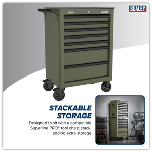 Sealey AP26479TK Superline PRO® Heavy-Duty Rollcab 7 Drawer - Khaki - AP26479TK - Sealey Tools UK - Trade Counter Direct