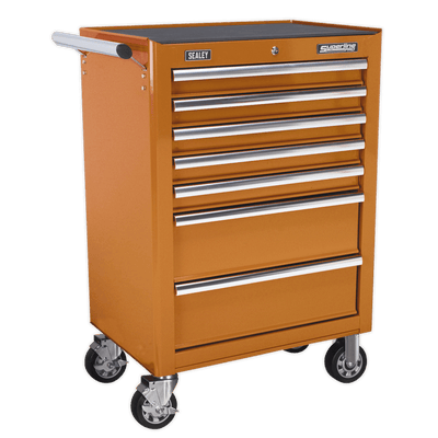 Sealey AP26479TO Rollcab 7 Drawer with Ball Bearing Slides - Orange - AP26479TO - Sealey Tools UK - Trade Counter Direct