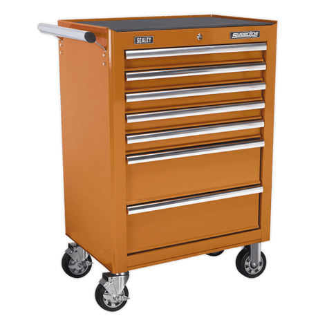 Sealey AP26479TO Rollcab 7 Drawer with Ball Bearing Slides - Orange - AP26479TO - Sealey Tools UK - Trade Counter Direct