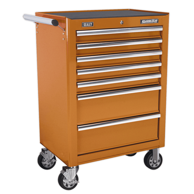 Sealey AP26479TO Rollcab 7 Drawer with Ball Bearing Slides - Orange - AP26479TO - Sealey Tools UK - Trade Counter Direct