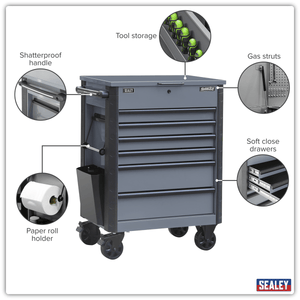 Sealey AP266G Superline Pro® Tool Trolley 6 Drawer - Grey - AP266G - Sealey Tools UK - Trade Counter Direct