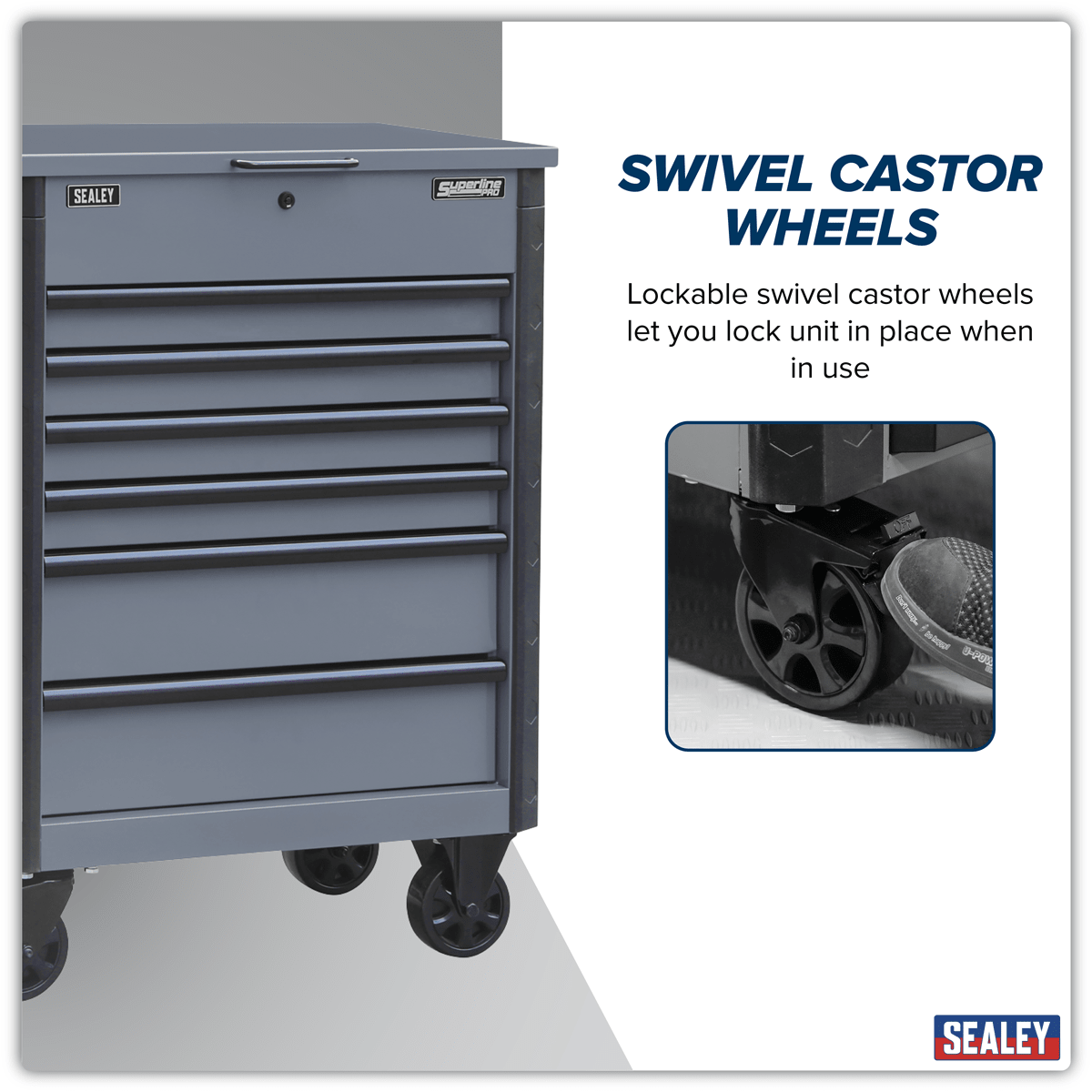 Sealey AP266G Superline Pro® Tool Trolley 6 Drawer - Grey - AP266G - Sealey Tools UK - Trade Counter Direct