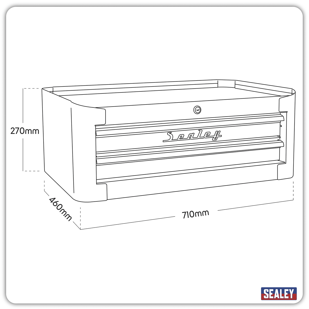 Sealey AP28102BR Premier™ Retro Style Mid-Box Tool Chest 2 Drawer - Black with Red Anodised Drawer Pulls - AP28102BR - Sealey Tools UK - Trade Counter Direct