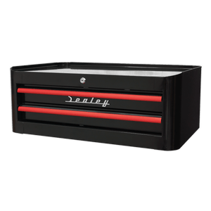 Sealey AP28102BR Premier™ Retro Style Mid-Box Tool Chest 2 Drawer - Black with Red Anodised Drawer Pulls - AP28102BR - Sealey Tools UK - Trade Counter Direct