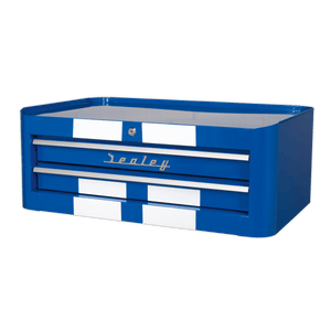 Sealey AP28102BWS Premier™ Retro Style Mid-Box Tool Chest 2 Drawer - Blue with White Stripes - AP28102BWS - Sealey Tools UK - Trade Counter Direct
